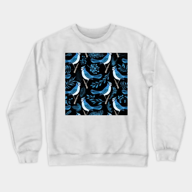 The Blue Jay Black Crewneck Sweatshirt by cesartorresart